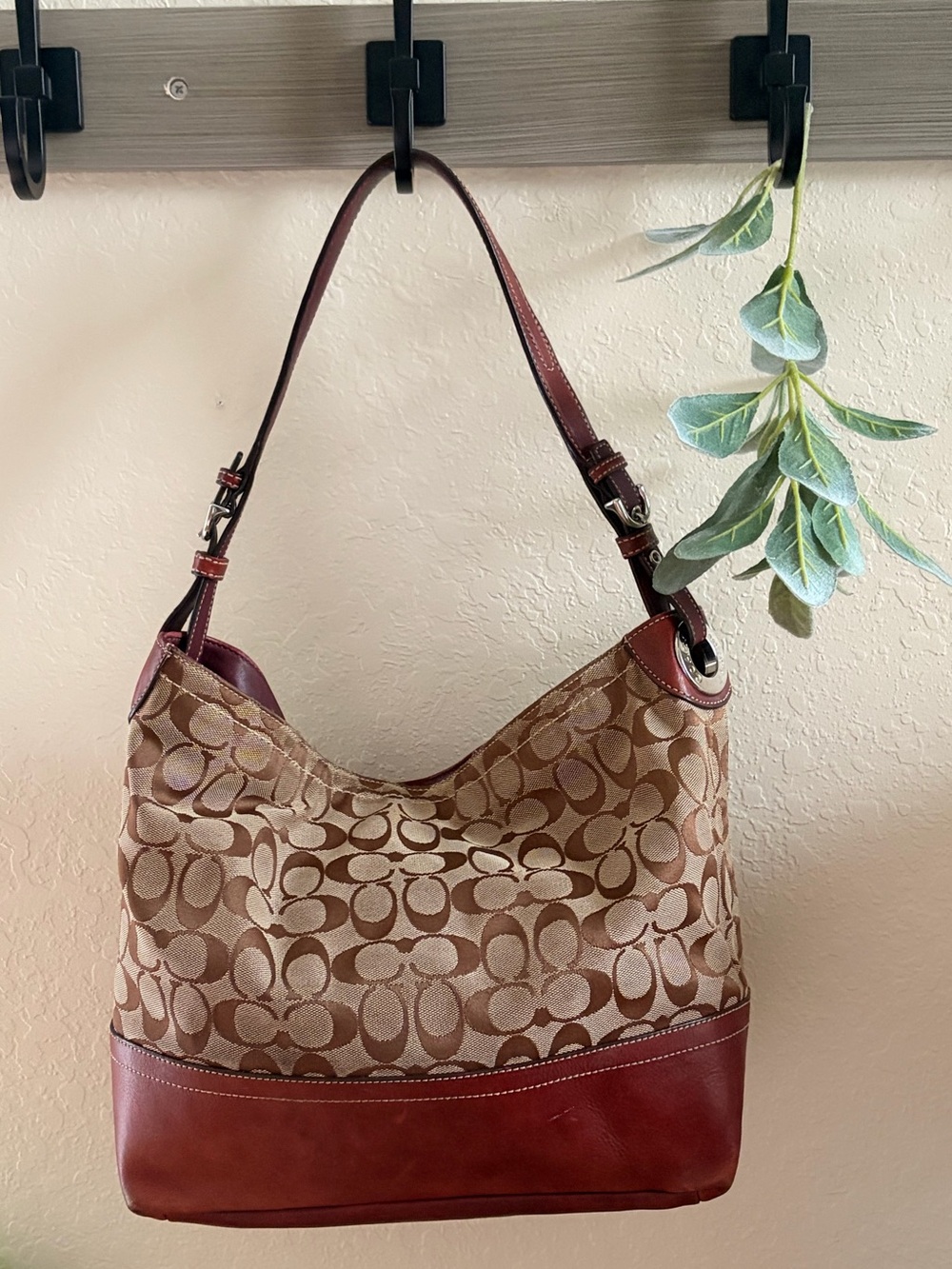 Coach Park Signature Hobo – Brown & Burgundy Shoulder Bag, Vintage Y2K